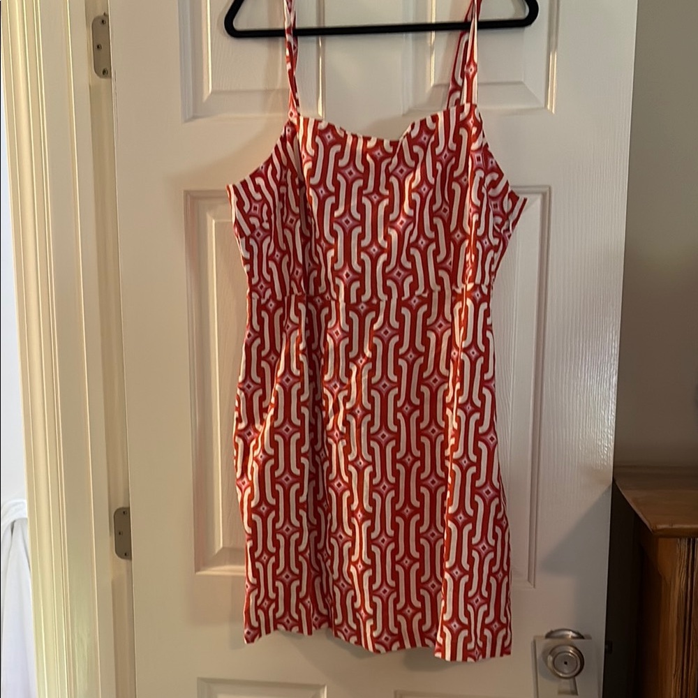 Red and White Patterned Women's Dress